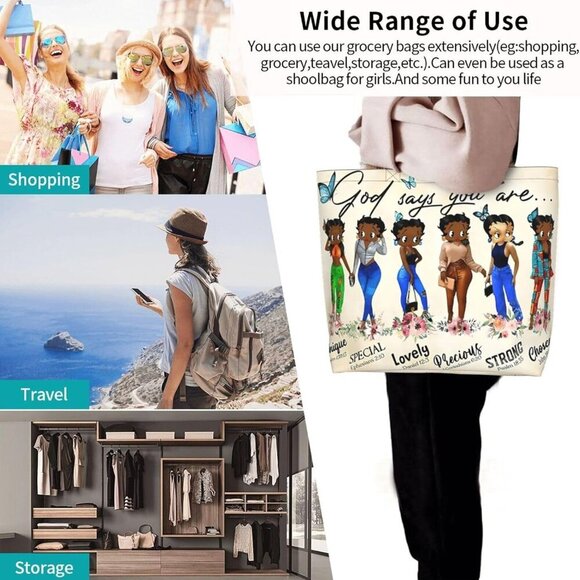 Women Tote Bag Polyester Large Capacity Casual Travel Shopping Purse - Picture 8 of 9